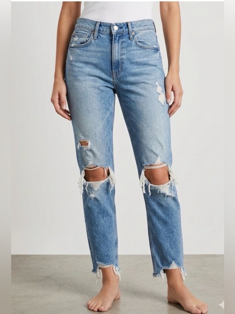 💙 MOTHER The Flirt Jeans Size 28 Cold Feet Distressed Medium Wash